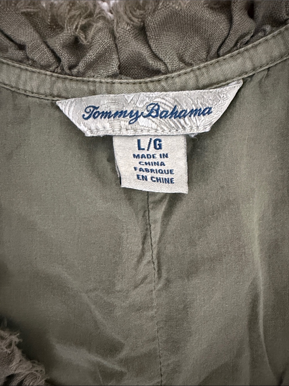 Tommy Bahama Olive Sleeveless Linen Shell - Picture 2 of 4